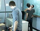 Jason Alcok helps his bearded scene mate, Harry Cox, get hard before their scene gay twink teen boy video at Teach Twinks