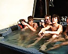 We got 4 boys: Tanner, Dakota, Tommy, and Josh all in the hot tub, at the ready to make it story hell of a party blue man group and of
